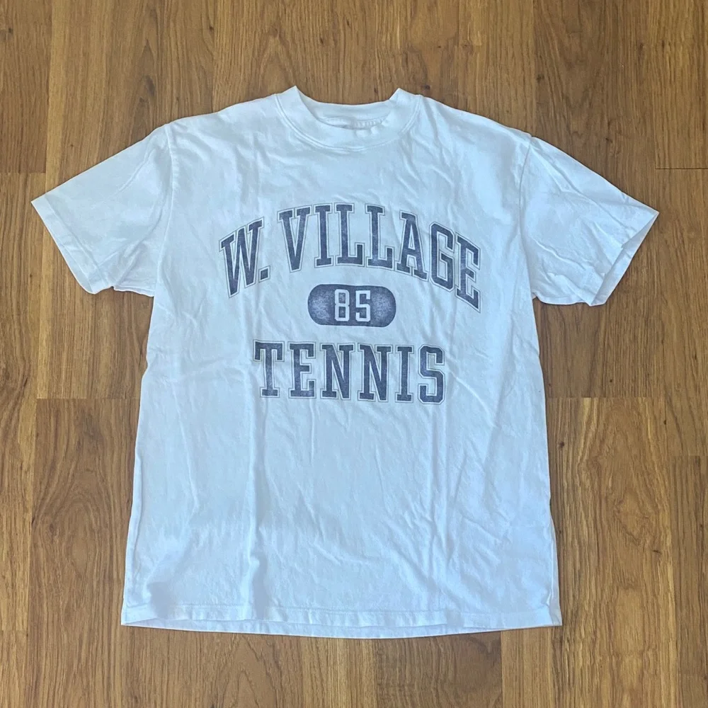 Abercrombie & Fitch W. Village Tennis White Cotton T-Shirt - Picture 1 of 8